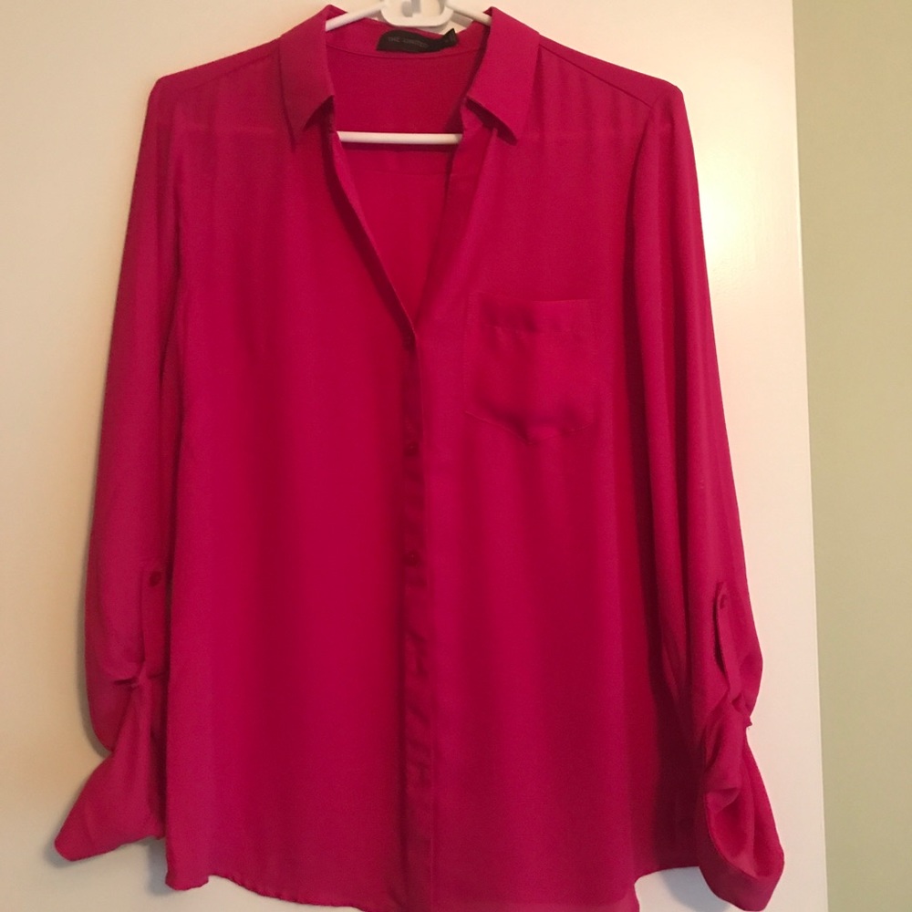 Pink silk button down